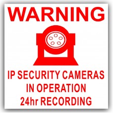 6 x IP Camera Security Stickers-Red on White-24hr Surveillance CCTV Self Adhesive Vinyl Signs 